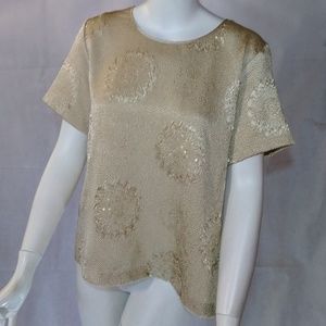 Alfred Dunner Womens Short Sleeve Gold Blouse 12P